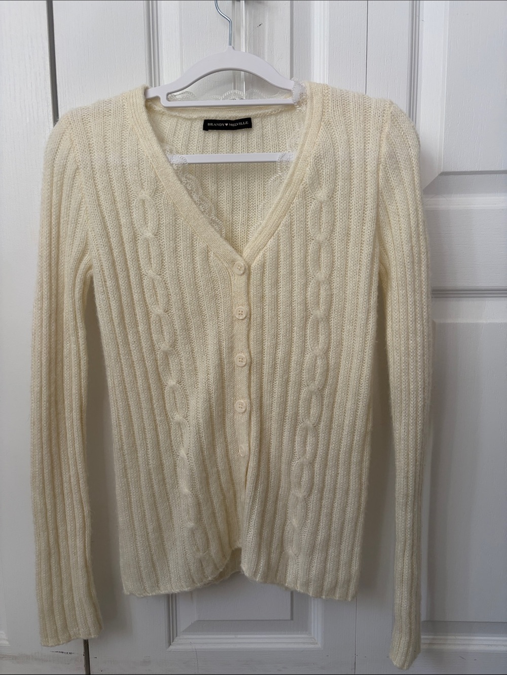 Brandy Melville cream lace trin cardigan